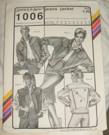 Stretch and Sew Sewing Pattern 1006 Jeans Jacket