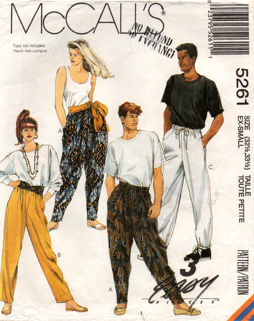 Butterick 6182 and OOP McCalls 6291 DIY cropped navy cotton top and  tapered printed trousers pants  sewmanju