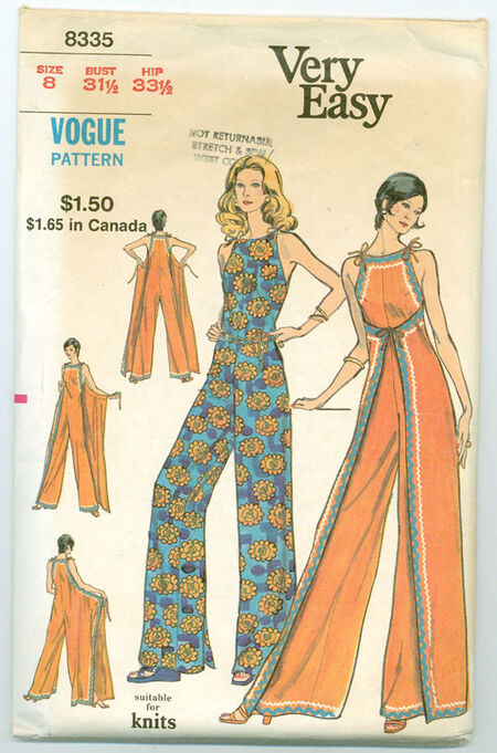 Vogue Sewing Pattern for Women's Jumpsuit Wide Leg 