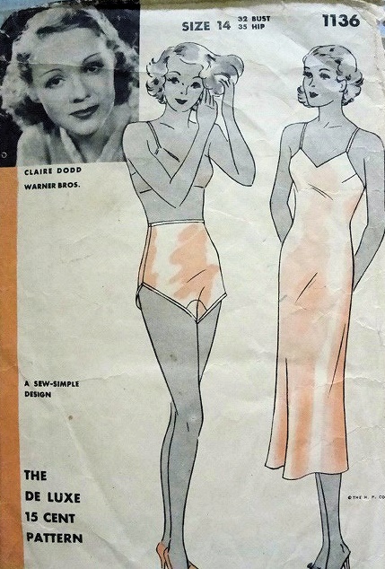 Vintage Sewing Pattern 1940s 40s Lingerie Bra and Tap Shorts Bust