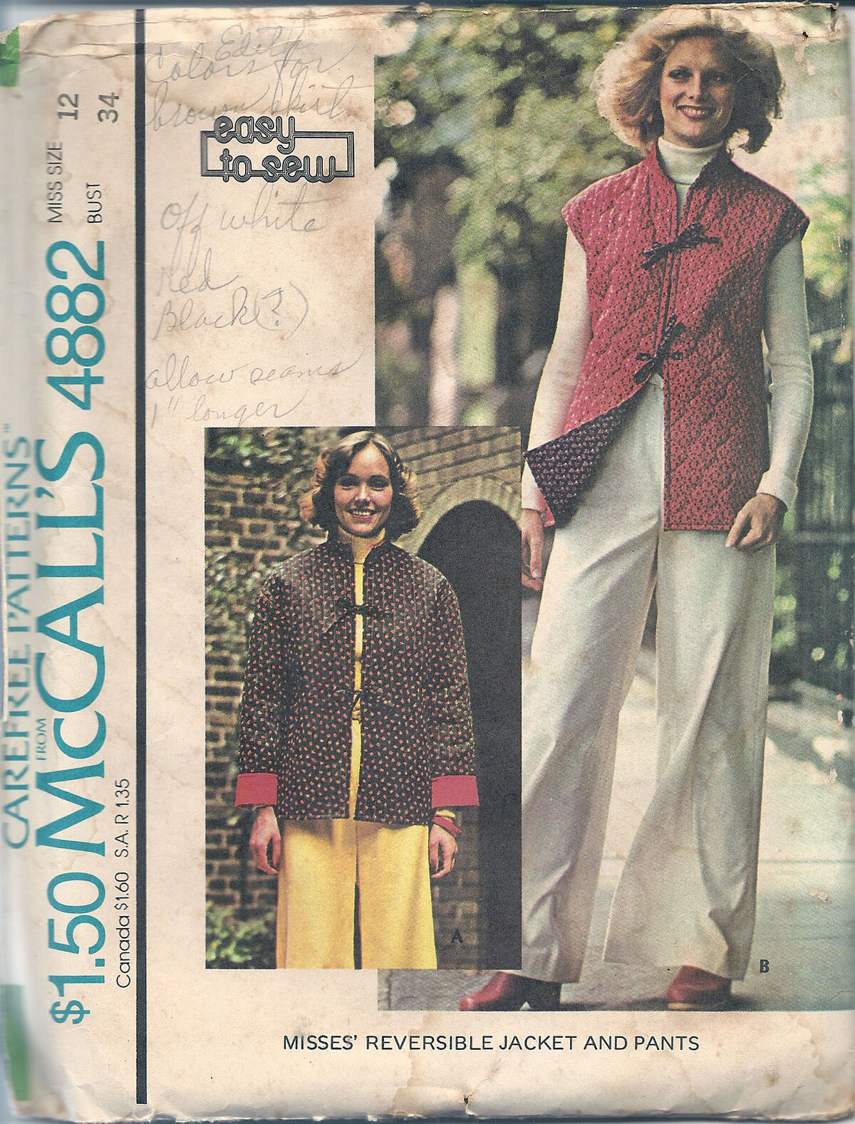 SEWING PATTERN Womens Clothes 70s Reversible Peasant Dress Retro