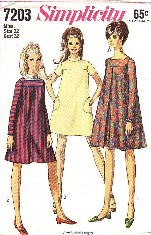 Vintage 70s Simplicity 5477 UNCUT Misses Jiffy Notch Neckline Shift House Dress Sewing Pattern Size 12 Bust 34