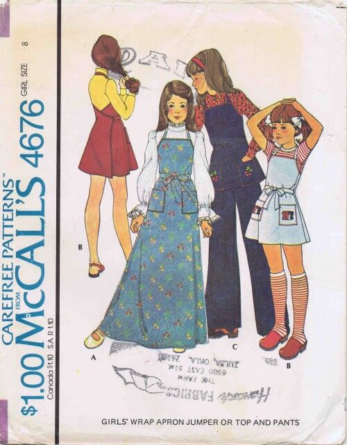 1970s Halter Dress/ Jumper/ Apron Wrap Around Style Easy to Make