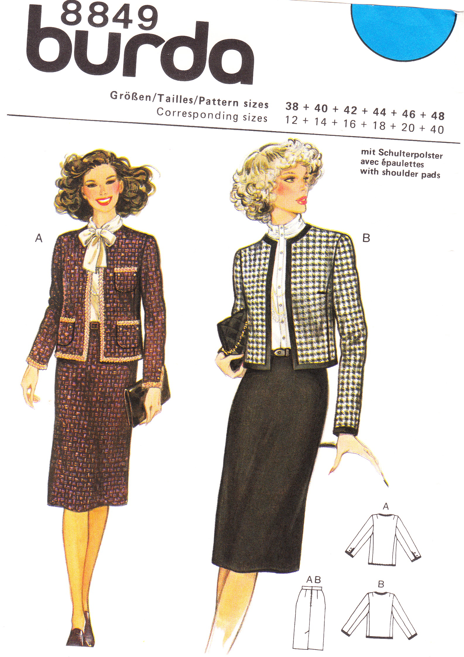 CHIC Vintage Chanel Style Suit Pattern VOGUE 8841, Jacket, Slim Skirt and  Lovely Blouse, Bust 34 Vintage Sewing Pattern