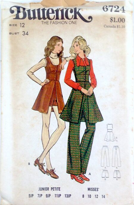 Vintage 1970s Pattern – Shorts or Bell-Bottom Pants & Tunic - Bust: 34 –  Vintage Sewing Pattern Company