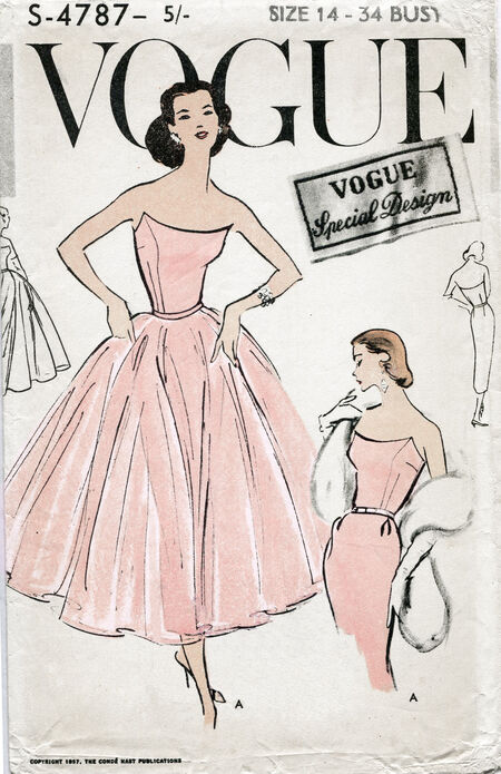 Vogue 2075 1960s Cardin Missesa Lined X Shaped Dress Pattern Seam