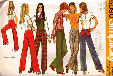Vintage 1970s Sewing Pattern,Women's Bell Bottoms, Simplicity 5145