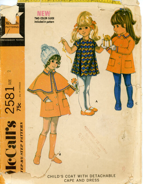 McCall's 2581 Child's Coat with Detachable Cape and Dress