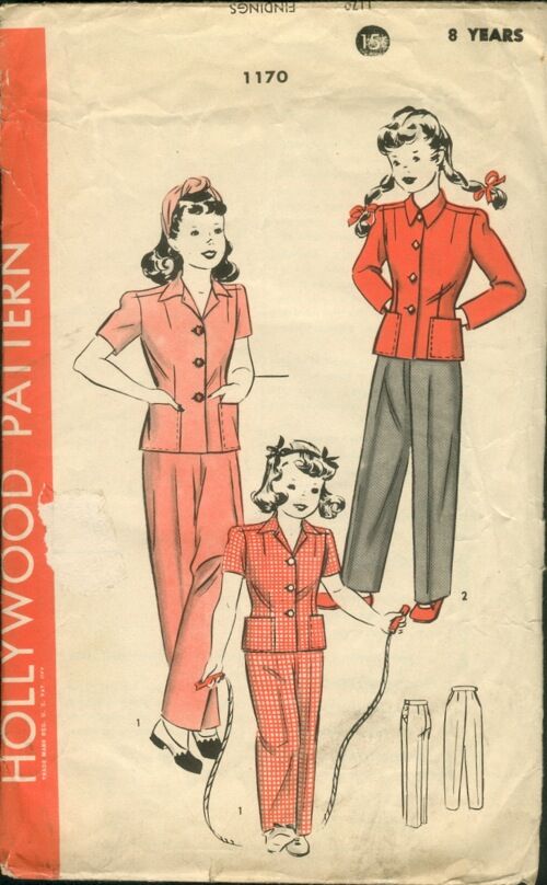 Vintage 40s Sewing Pattern Hollywood Patterns 488 Boy's Long or