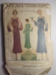 McCall 1912. Misses' Smocked Dress. Printed Pattern with Transfer. Copyright 1931.