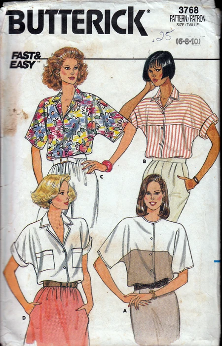 Vintage Sewing Patterns 1980s Blouses Penelope Rose at Artfire