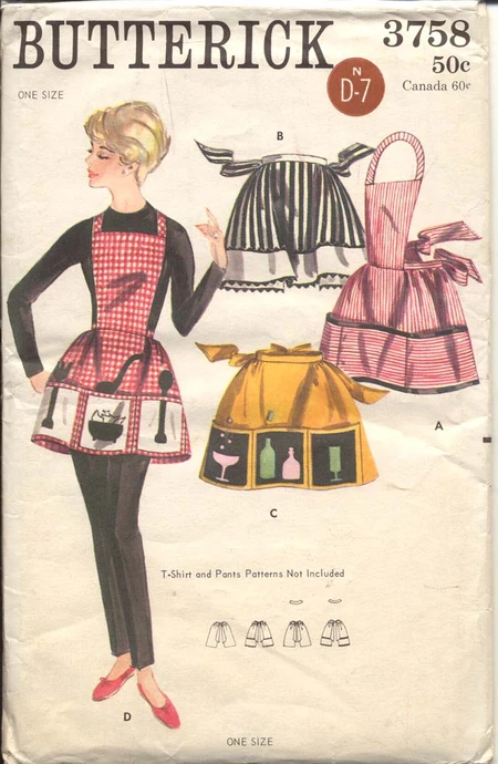 Butterick 3758 Apron in Four Versons