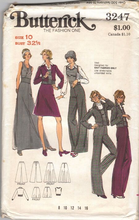 Butterick 3247 Misses' Jacket, Vest, Skirt