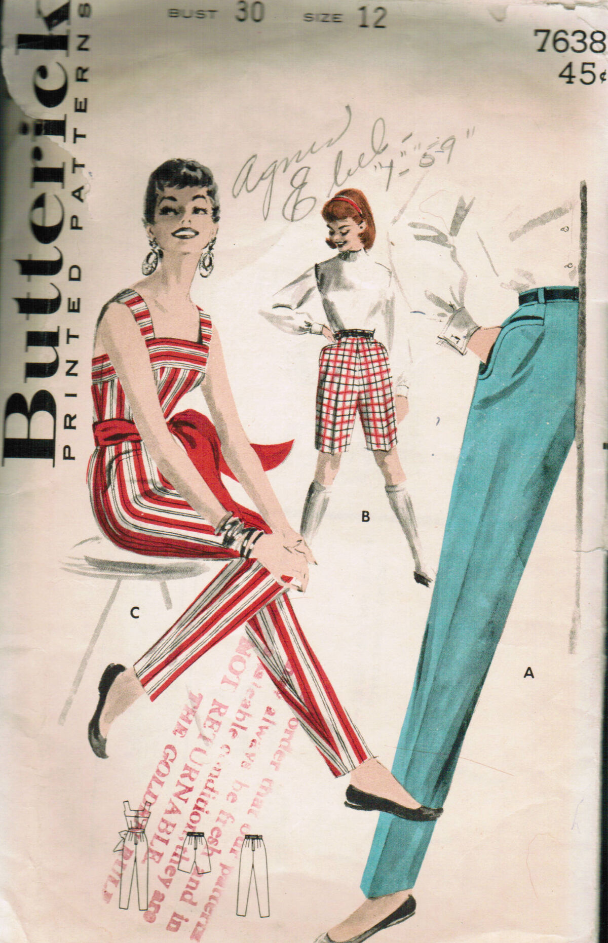 1950s Vintage Butterick Pattern 8813 Rare Mens Slacks Or 48 OFF