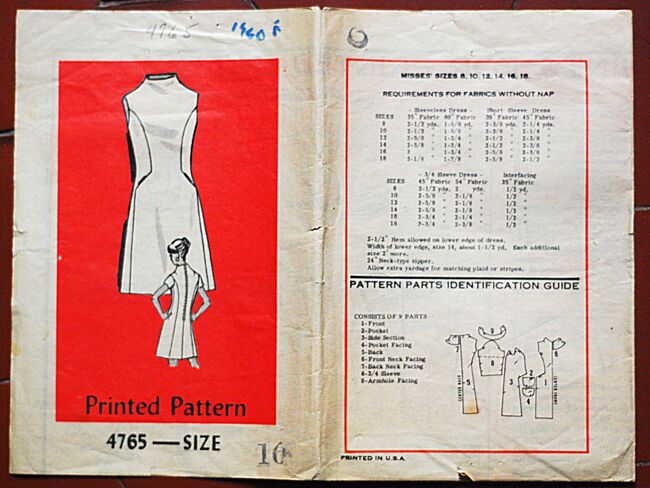 Anne Adams 4765 - Leaflet open to show yardage