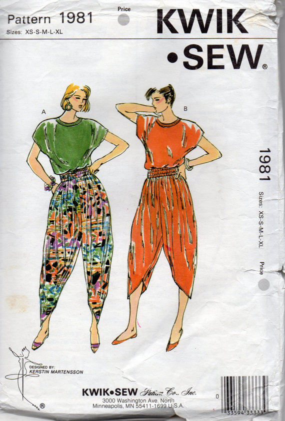 Kwik Sew Pattern Top and Pants, (XS, S, M, L, XL) 