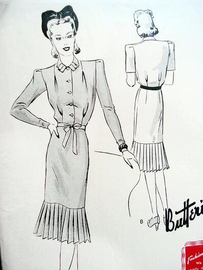 Butterick 9287; ca.1940s Dress Pattern.