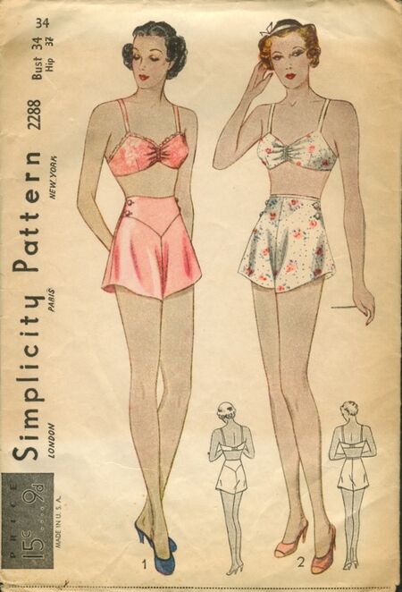 Simplicity Pattern 8510 Misses' Vintage Brassiere And Panties