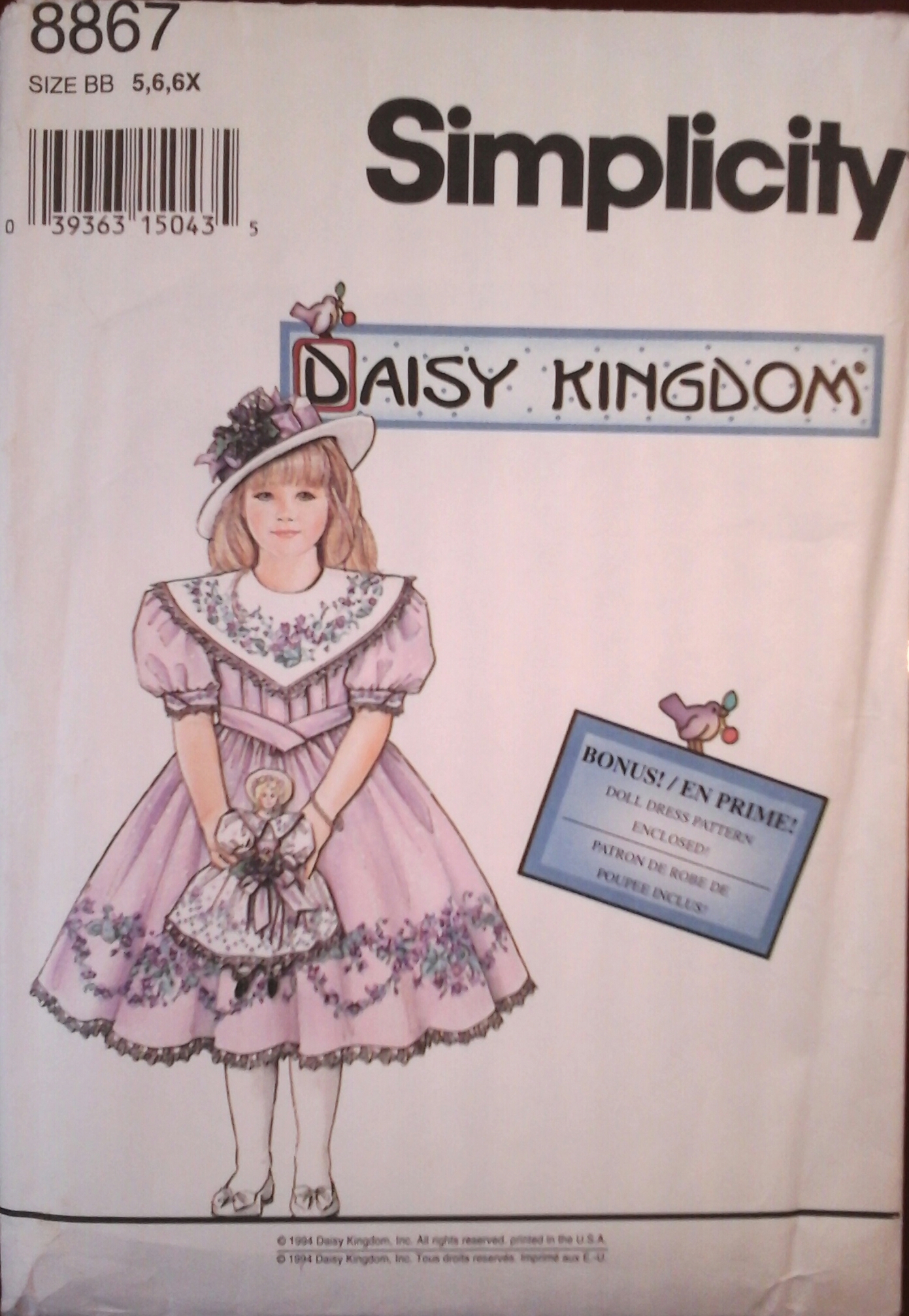 UNCUT SIMPLICITY 7543 DAISY KINGDOM GIRLS & DOLLS BORDER PATTERN DRESS SZS ½ 1 2