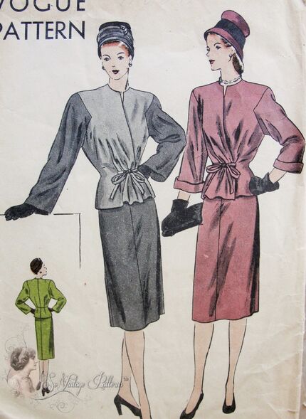 Vogue 5514;Ca.1940s Peplum Suit.