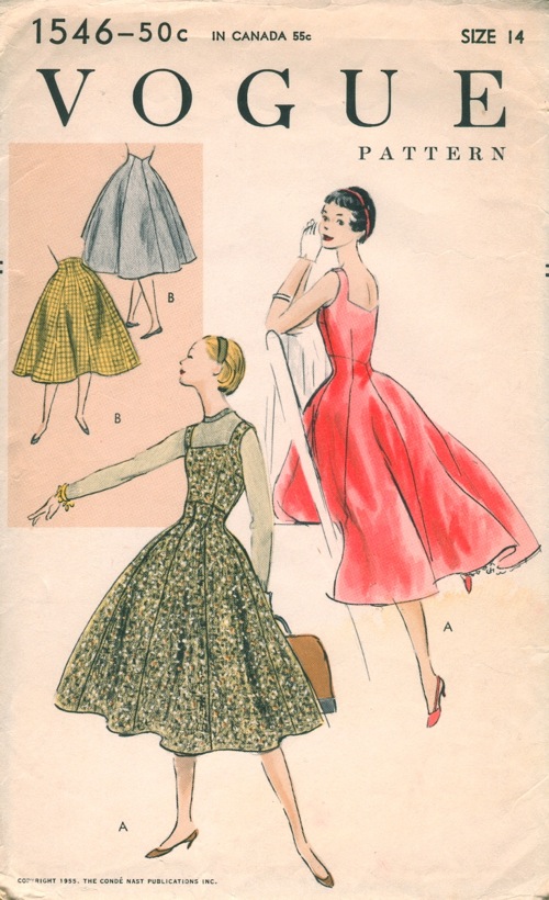 1950s High Waist Flared Skirt Pattern VOGUE 9736,Easy To Make