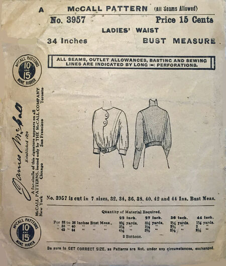 McCall 1911 3957 shirtwaistb