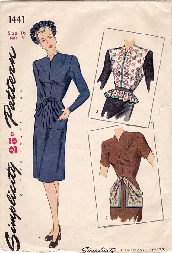 Simplicity 1441 B Vintage Sewing Patterns Fandom