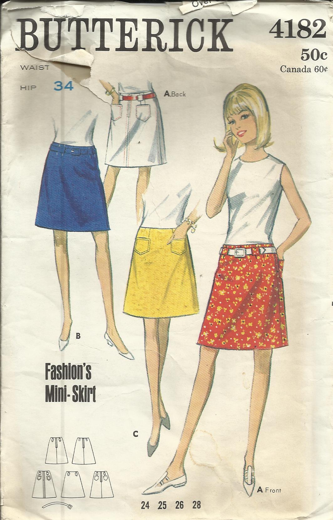 60s mini skirt pattern top