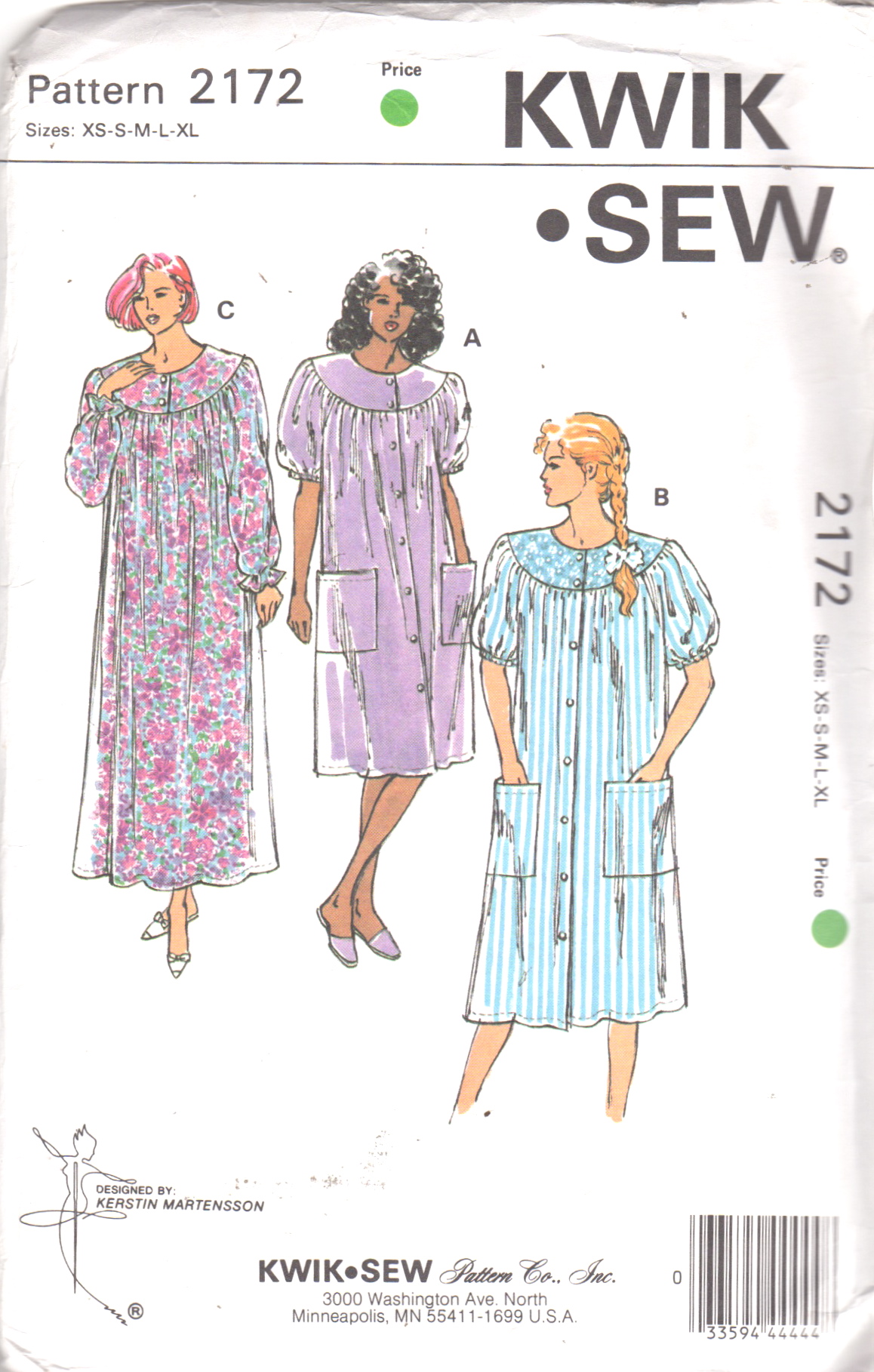 McCalls Sewing Pattern 6291 Girls' Nightgown, Button Front