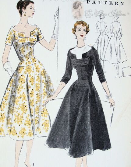 Vogue 8563 Dress and Dickey Pattern Copyright 1955