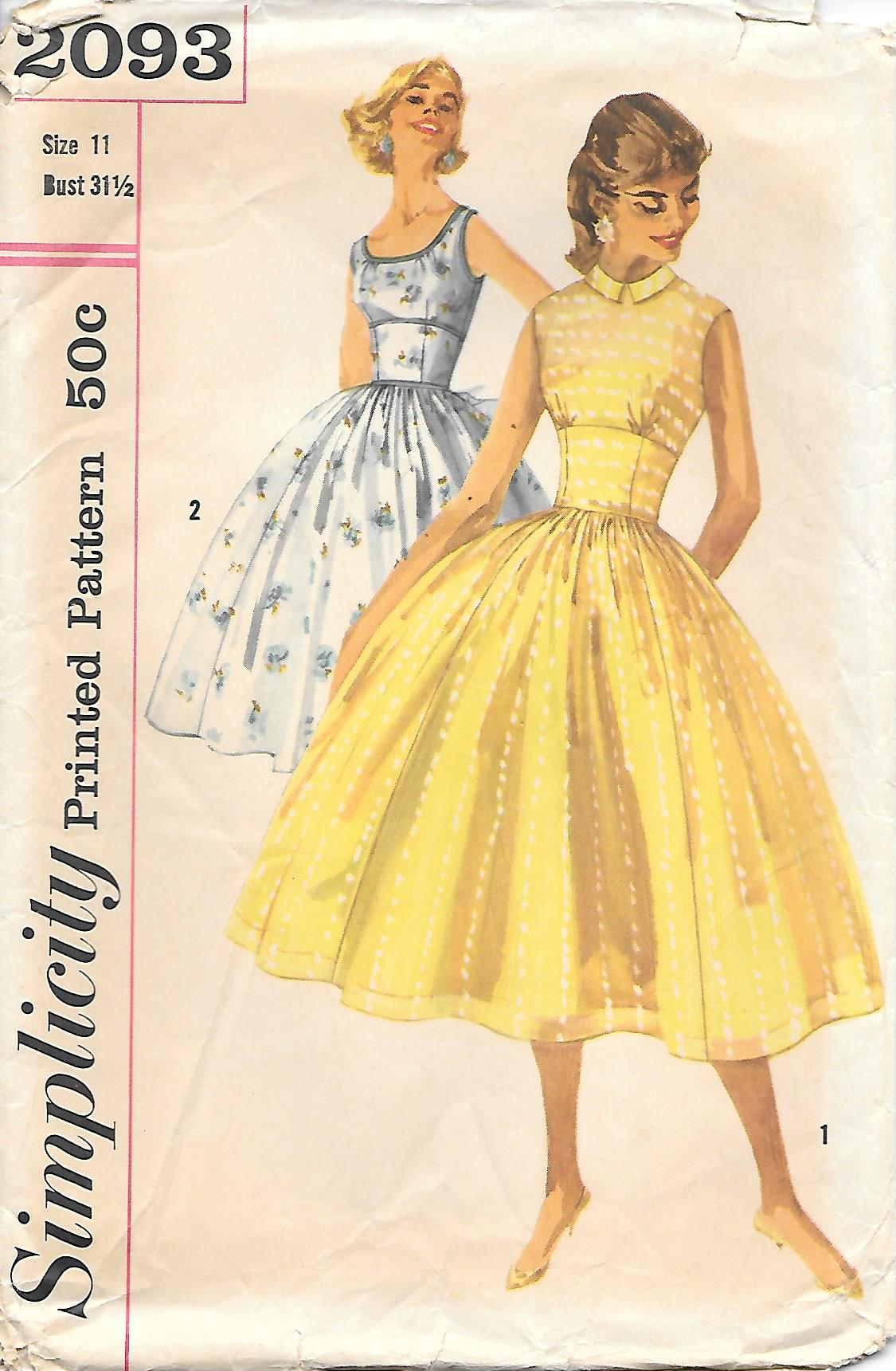 Simplicity 2093 A, Vintage Sewing Patterns