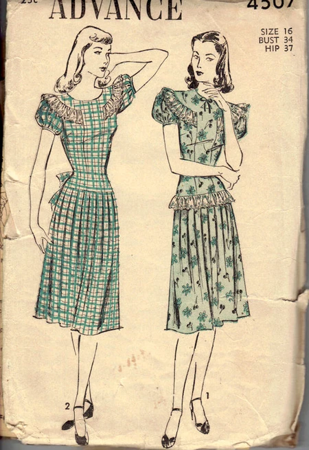 Advance 4507 ca: 1940's Women's Dress Pattern