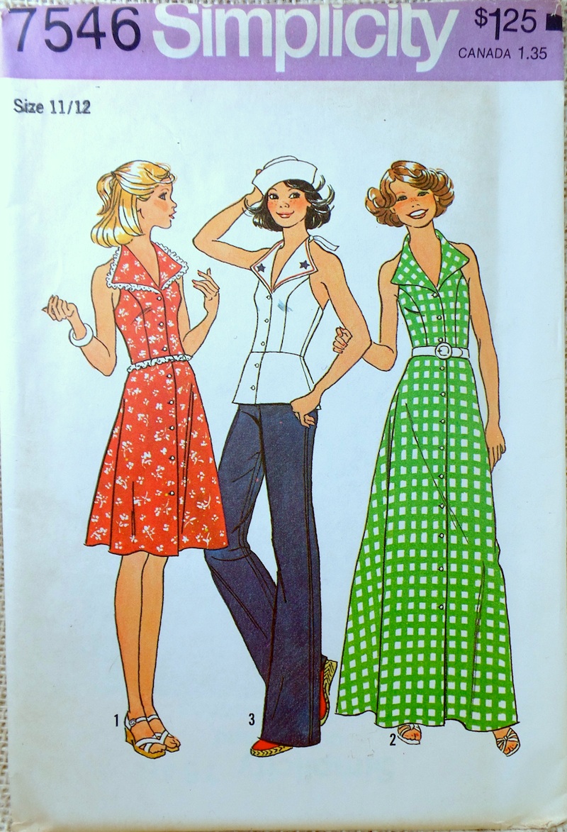 CUT please read description 7546 1976 halter dress sewing pattern Simplicity