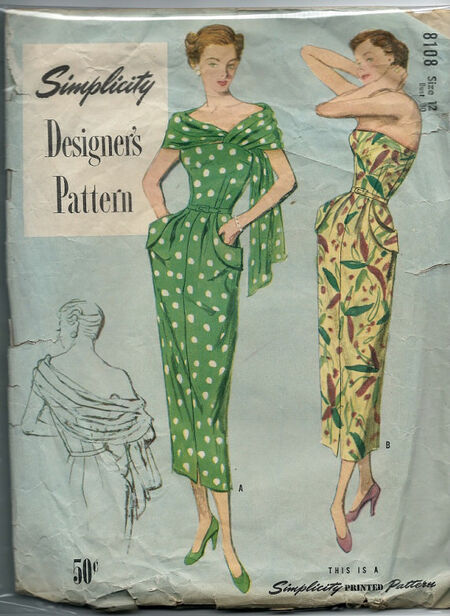 Simplicity designer's Pattern 8108 Copyright 1949 'Stole" dress