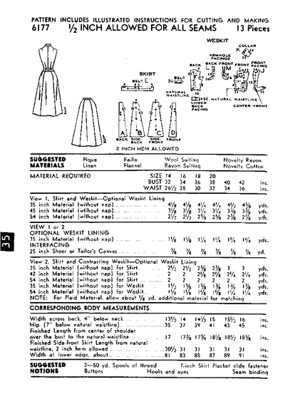 Advance 6177 pattern envelope back with fabric allowances