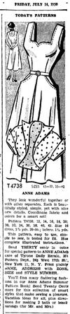 Anne Adams 4738 C 1950 Newspaper Ad