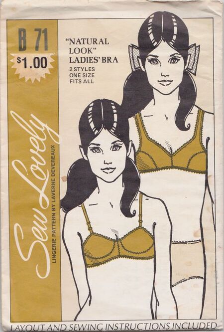 1970s bra pattern, Vintage lingerie sewing pattern