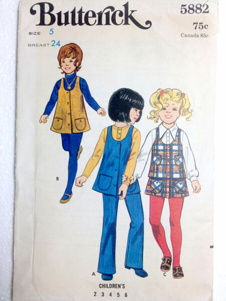 1960's Children's A-Line Jumper or Tunic, Skirt and Pants