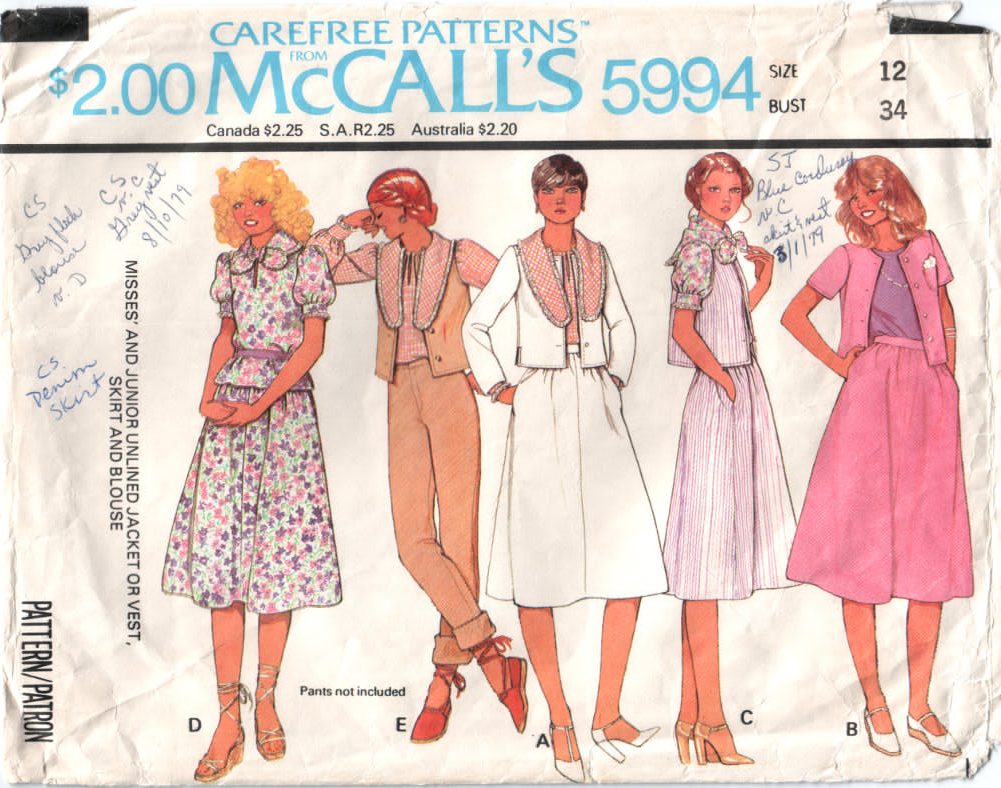 McCall's 5994 | Vintage Sewing Patterns | Fandom