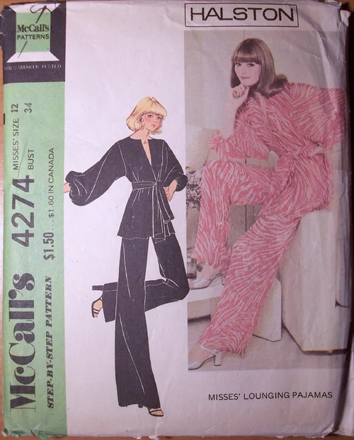 Misses' Lounging Pajamas Designer Halston ©1974