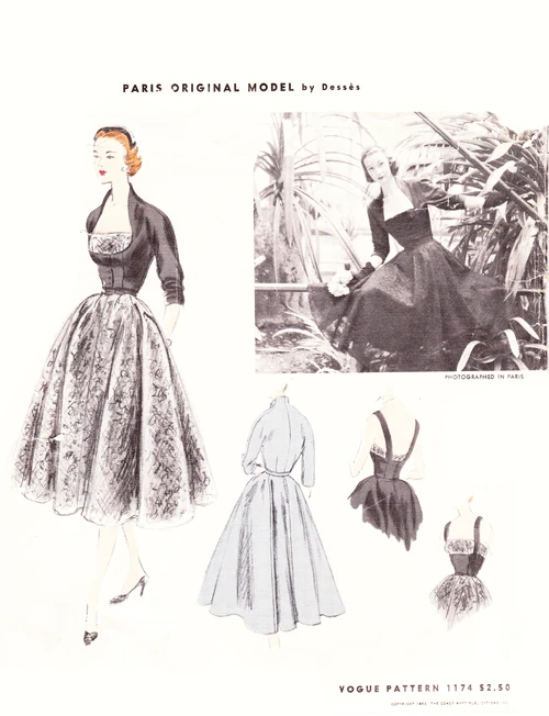 Vogue Paris Original Model 1174 by Jean Dessès; 1952