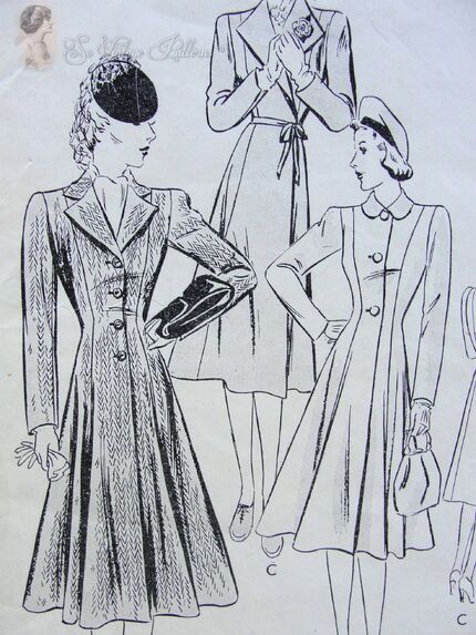 Butterick 8412 Ladies Princess Coat Pattern circa 1939