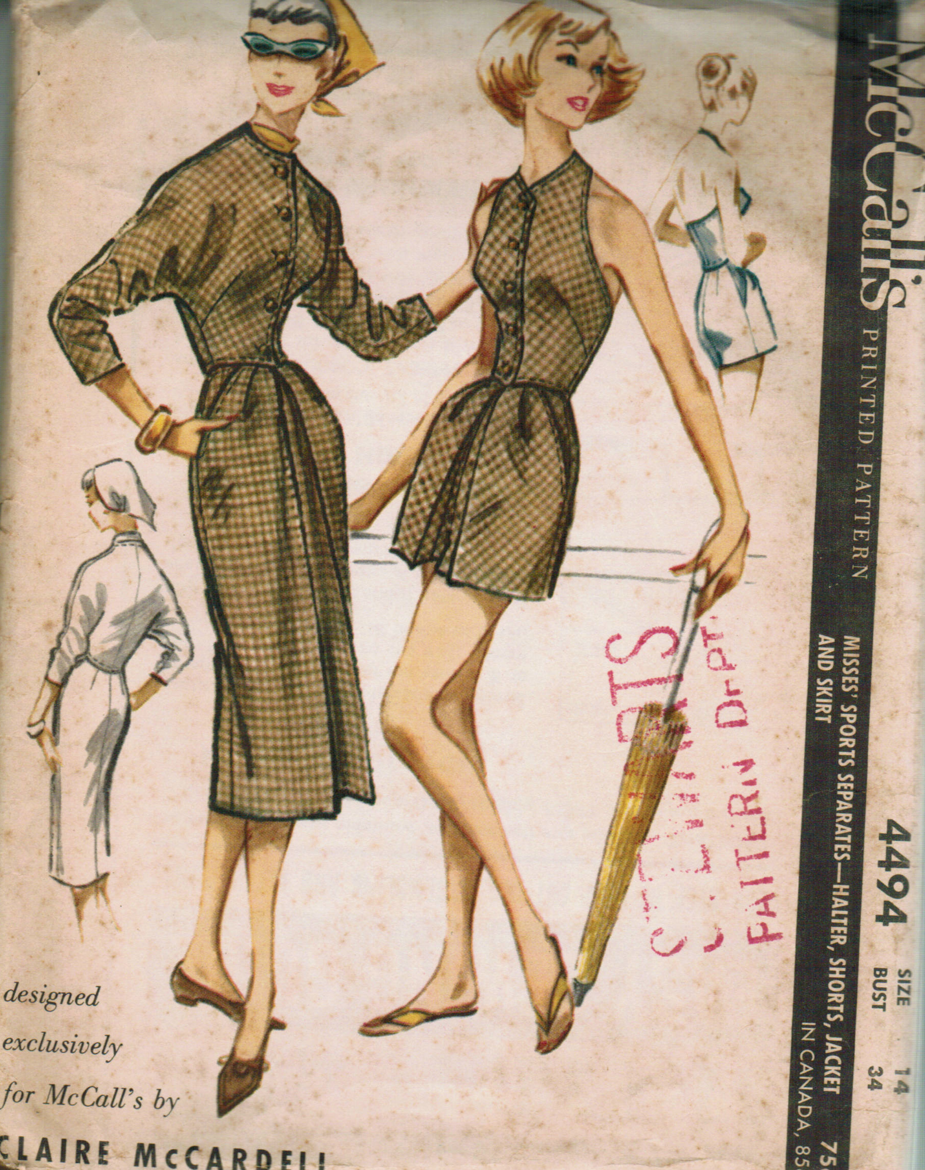 1950s vintage sewing pattern Claire McCardell – Lady Marlowe