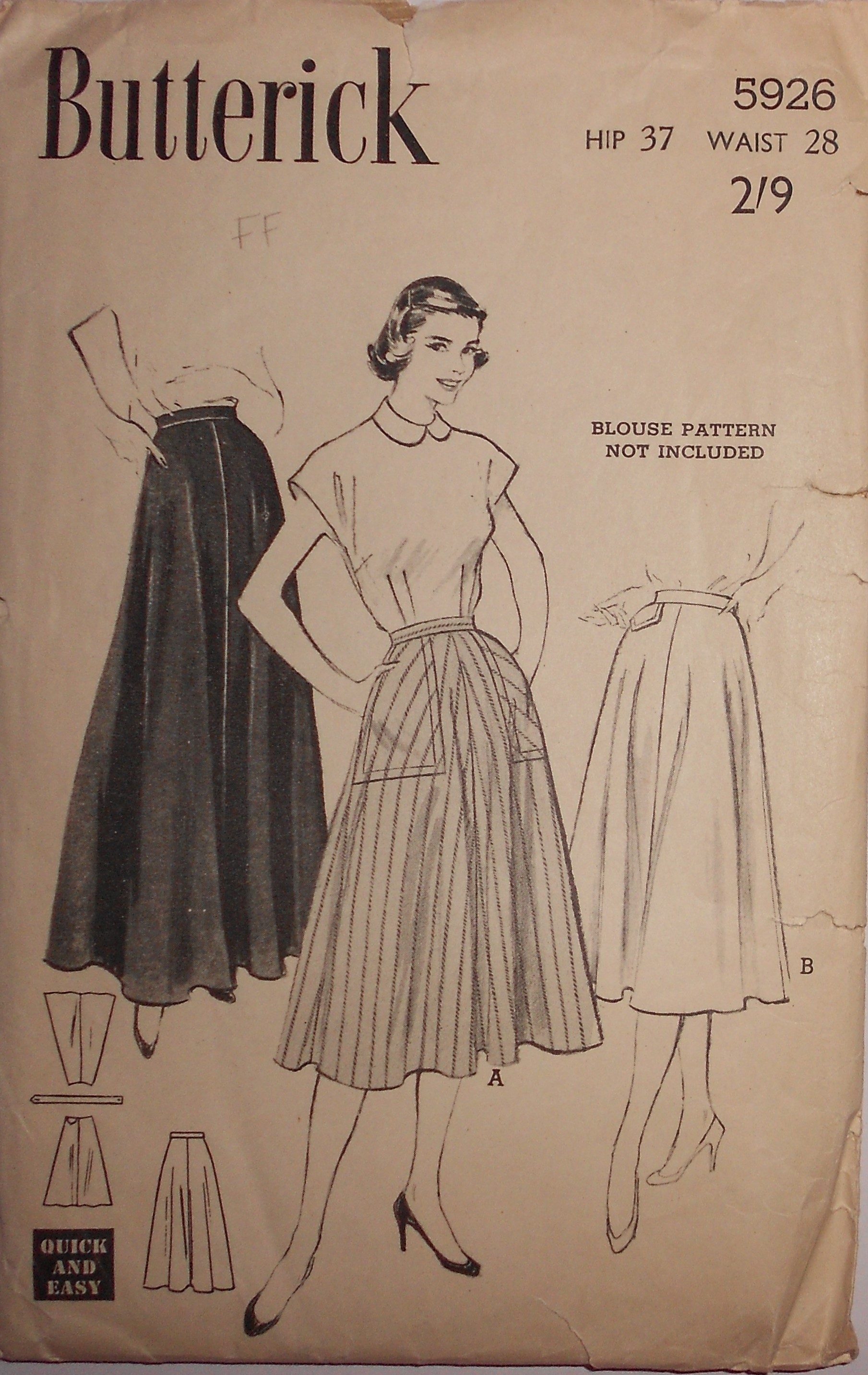 1950s Vintage Simplicity Sewing Pattern 4375 FF Simple Skirt Size 24W –  Vintage4me2
