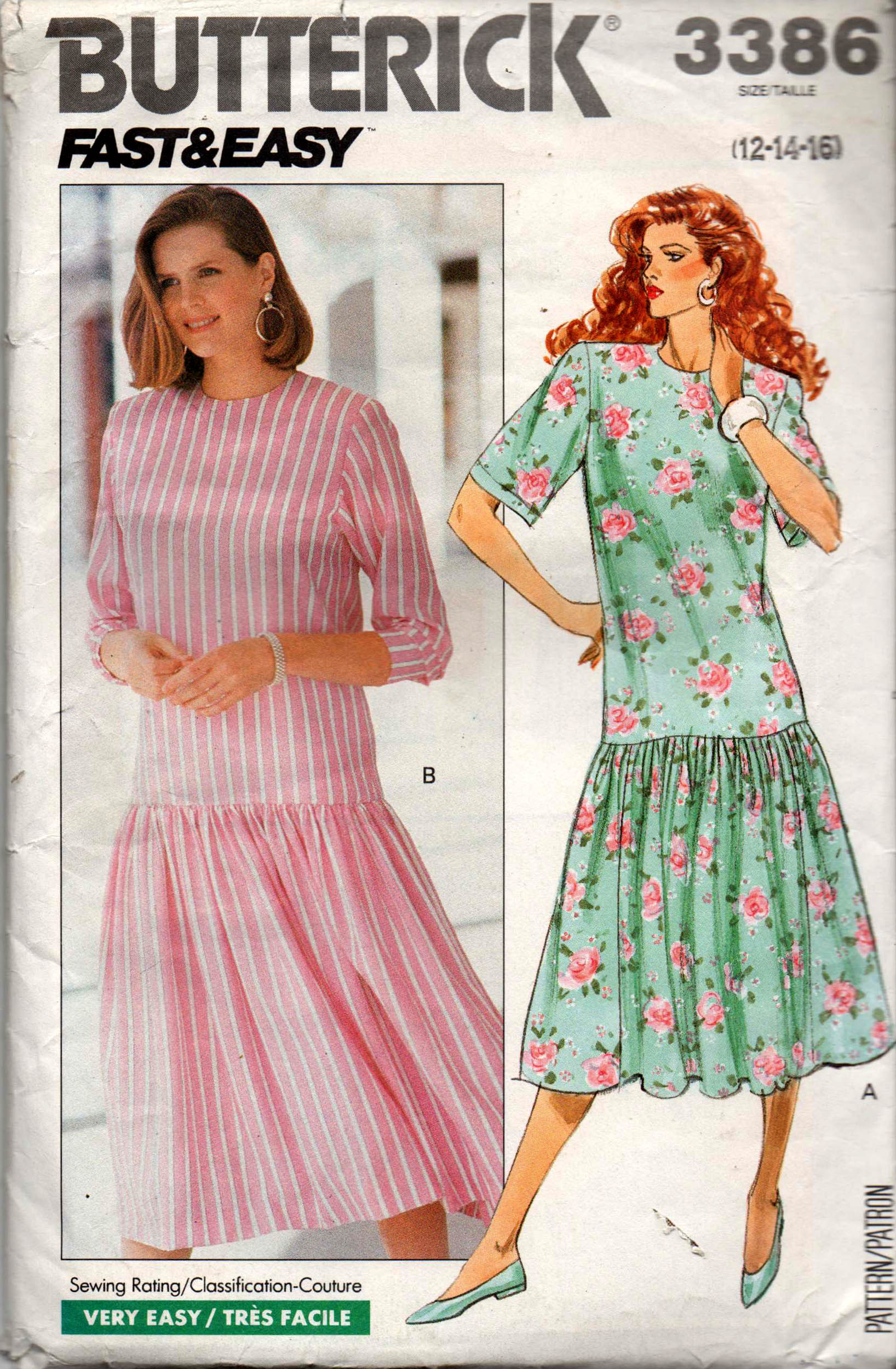 1980s Womens Dress Princess Seams and Dropped Waist Mccalls Sewing