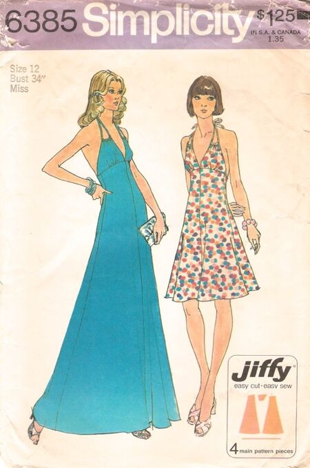 vintage 1970s, so simple  Halter neck dress pattern, Pattern