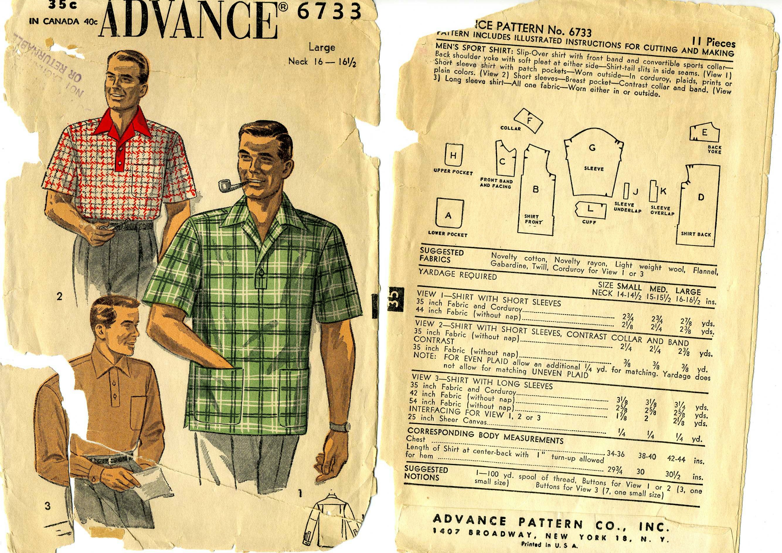 Advance 6733, Vintage Sewing Patterns