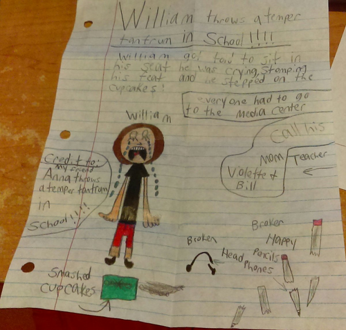 William throws tantrum in school credits to Anna Evans