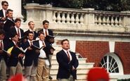 Don Webb, addressing the crowd at the Concert on the Lawn (1994)