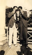 "Mac" Wellford drinking from trophy cup with Oren Root, 1936 (courtesy UVA 100 Years of the Lawn, Bosher)